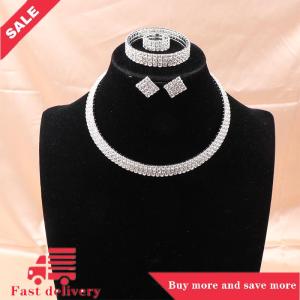 [COD] 4 cái bộ đồ trang sức cô dâu thiết lập vòng cổ vòng tay nhẫn bông tai thiết lập siêu tuyệt đẹp sang trọng thời trang sáng bóng đồ trang sức bên món quà