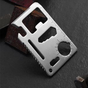 Tấm thép đa năng không gỉ mini 11 công dụng D07 treo móc khóa dụng cụ sinh tồn dao đi phượt sửa chữa mở vặn ốc vít khui nắp TTNTD07