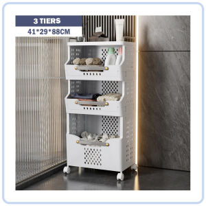 【DAILY ESSENTIAL】 F969 Folding Laundry Storage Rack with Wheels - 2 / 3 / 4 Tiers