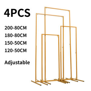 4pcs Square Golden Arches Adjustable Backdrop Stand Metal Wedding Arch Stand Frame Ceremony Birthday Party Backdrop App