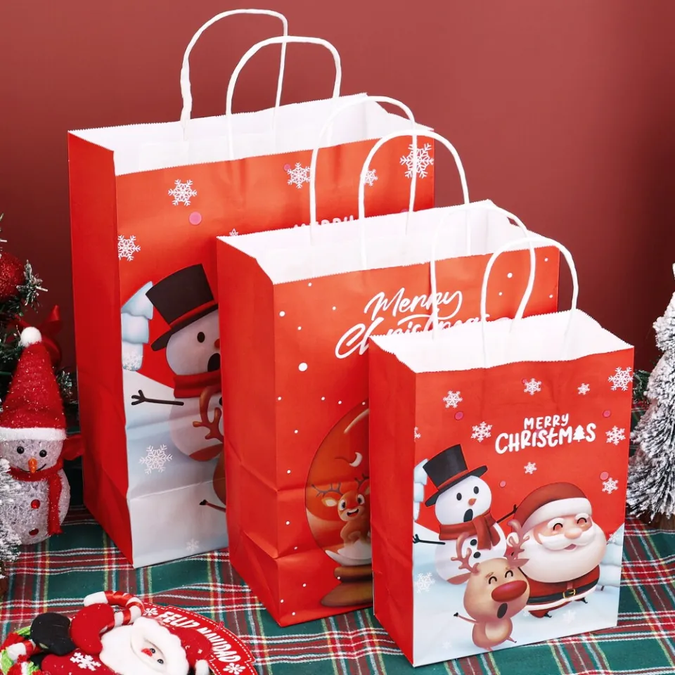🎄24h Ship🎄2024 New Christmas Paper Bags for Gifts Santa Claus Pattern  Kraft Paper Bag Wedding Candy Bag Christmas Gift Bag Christmas Wrapper  Paper Bag