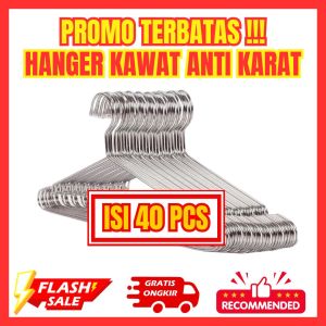 Serba Ada Store - Gantungan Baju (Isi 40pcs) Tebal Kuat Pabrik Hanger Stainless Super Murah Bisa COD
