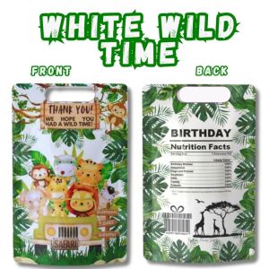 30/50pcs safari theme wild one jungle zookeeper favor bags stand ziplock gift pack candy giveaways souvenirs