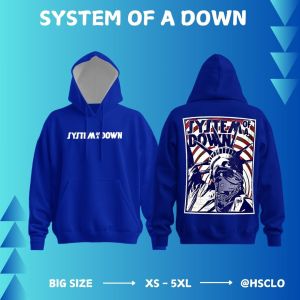 Hoodie Jumper HSCLO Warna Biru Musik Band System Of A Down Bahan Fleece Jaket Lengan Panjang Ukuran Jumbo Big Size XS S M L XL XXL 3XL 4XL 5XL