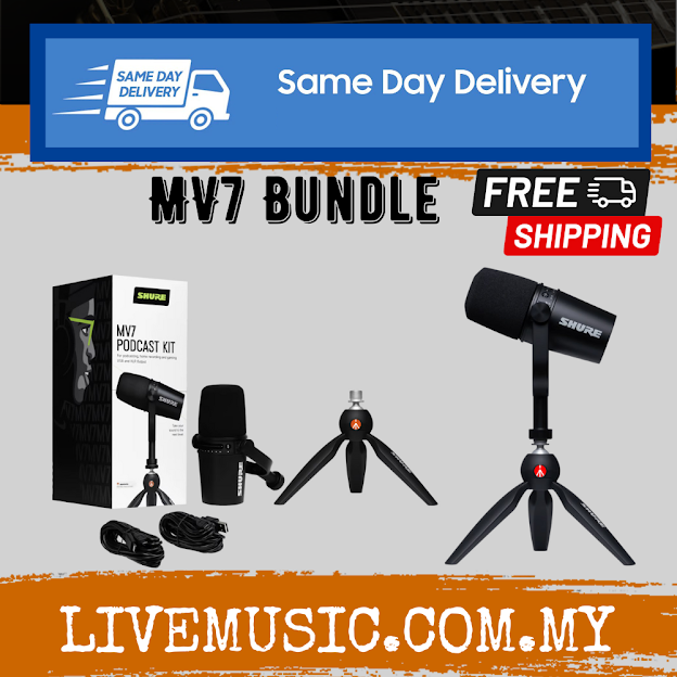 Shure MV7 USB ( MINI TRIPOD MODEL ) Podcast Microphone - Black / Silver ...