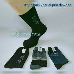 12 PASANG KAOS KAKI KASUAL PRIA DEWASA KAOS KAKI 3/4 MOTIF RANDOM