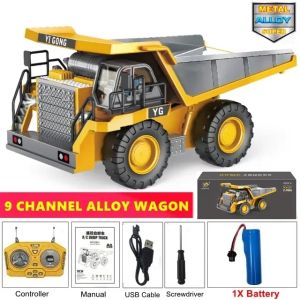 2026 4WD Remote Control Excavator 4x4 Alloy Dump Truck Bulldozer Radio Model RC Car Construction Vehicle with Lights Sound Toy Gift