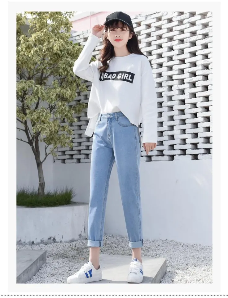 Hanasa Fashion Ripped Jeans Woman High Waist Boyfriend Jeans For