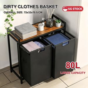 80L Laundry basket Clothes Organizer Storage Rack Floor Classification Dirty Clothes Basket Clothes Storage Basket