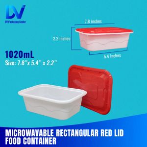 Microwavable Rectangular Food Container with Red Lid (WHOLESALE)