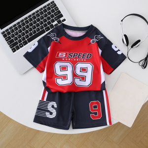 AILEBE Kids Sets Terno For Boys   Print Short Sleeve T-Shirt And Shorts 2Pcs Set Soft Breathable Lightweight Fabric Casual Sporty OOTD Summer Daily Wear Outdoor School Party