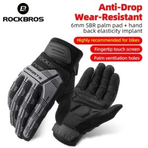 【Arrive In 3 Days】ROCKBROS Motorcycle Gloves MTB Non-slip Touch Screen Cycling Gloves SBR Shock Absorption Windproof Bike Riding Gloves Full Finger Men Women