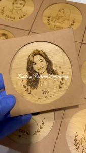【𝗔𝗦𝗛】Personalized Bamboo Coaster Set Round Tray for Teacups Custom Logo Engraving Available