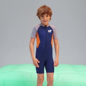New childrens diving suit 2.5MM Boys Short Sleeve Thermal Diving Suit Toddler Swimming Snorkeling Surfing Suit