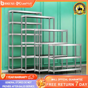 BMZAR Stainless Steel Kitchen Storage Rack Shelf Rak Dapur Multipurpose Multi-layer Organizer Microwave Oven Rack