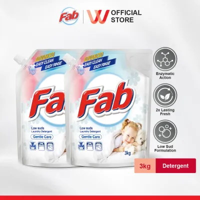 [TWIN PACK] Fab LOW SUDS Laundry Detergent Gentle Care 3kg Refill