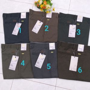 Quần kaki trung niên ống suông vải in caro