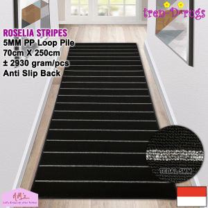 Tren-D-rugs Karpet garis stripes panjang alas lantai ruang tamu bulu anti slip 70 cm x 250 cm - NMs