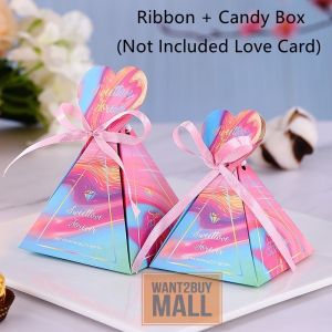 UMI Wedding Party Birthday Goodies Gift Souvenir Doorgift Candy Candies Triangle Pyramid Box Ribbon Kotak Gula-Gula Kahwin