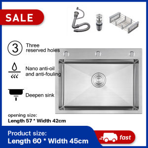 ELEMENTO Kitchen Sink 304 Stainless Steel with Drainage Rack Vegetable Washing Basin Single/Double Sink