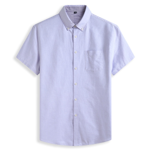 [QiaoFan] [Plus Size]90-160KG Men Oversized Plain Short Sleeve Button Down Collar Tops Man Big Size Casual Loose Business Cotton Shirt
