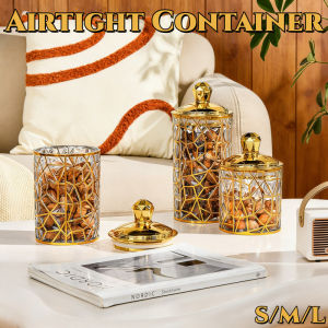 Plastic Sealed Golden Jar Leak Proof Canister with Lid Milk Coffee Candy Airtight Storage Container