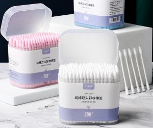 Hộp 200 cây bông ngoáy tai 2 đầu khác nhau thiết kế đa chức năng tiện dụng
