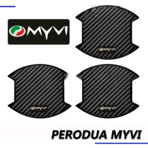 Perodua myvi gen3 g3 2018-2022 4pcs car handle bowl cover mg3 myvi facelift chrome black carbon fiber