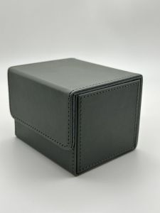 1pc Card Deck for MTG Cards Card Storage Fits 100 Single Sleeved Cards PU Leather TCG Card Deck Case Holder for Magic Commander Yugioh (Sideloading Grey Glossy Color)