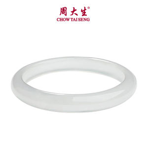 CTS กำไลข้อมือแฟชั่นสำหรับผู้หญิงหินโมราขาวแสงจันทร์สีขาวสำหรับเด็กผู้หญิงกำไลหยกเครื่องประดับอัญมณี CHOW TAI SENG พลัง E1ZC0089