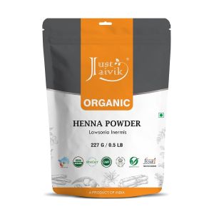 Just Jaivik Henna Powder (Lawsonia Inermis) for Hair - 100% Natural USDA Certified Organic by OneCert Asia No Chemicals or Additives 227 Gms / 0.5 LB/ 8 Oz