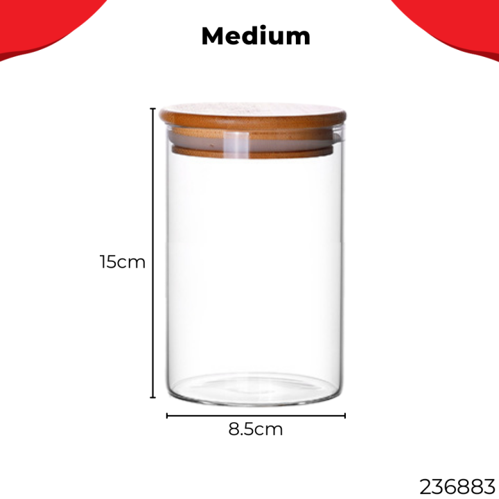 Borosilicate Glass Container Wood Lid Food Storage Jar Cookies ...