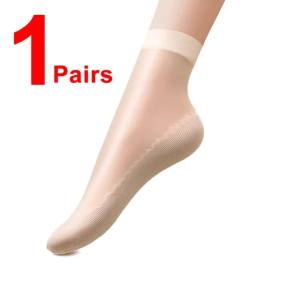Summer Women Soft Socks Velvet Silk Socks Non-Slip Bottom Splice Transparent Breathable Socks