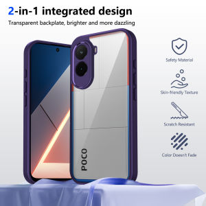 Hybrid PC+TPU Case for Xiaomi POCO M7 Plus M7Plus 5G Phone Case Fashion Transparent Frosted Skin-friendly Shockproof Back Cover For PocoM7 Plus