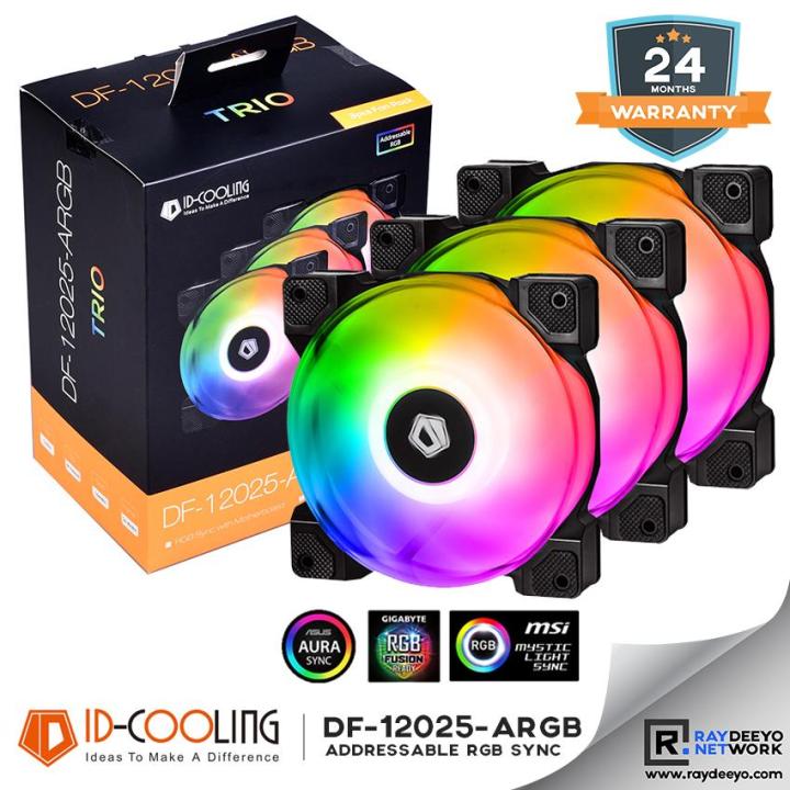 Id Cooling Df 12025 Argb Case Fan Trio Set Synchronizes With Argb Motherboard Lazada 