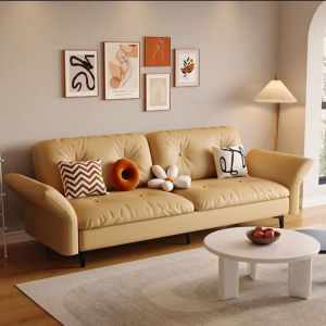 Foldable Sofa Bed Italian Style Leather Dual-Use Living Room Double Three Seated Faux Apartment Sofa Chair Lying Beds