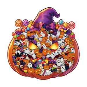 NOBLELYN Macaron Color Morandi-colored Ghost-shaped Puzzle 119-piece DIY Cut Ghost Pieces  Halloween Theme Cute Ghost-shaped Jigsaw Puzzle Home Decor