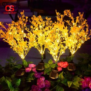 Combo 10 Đèn Cỏ Hoa Vàng NLMT Trang Trí Ban Công Lối Đi Ngoài Trời Công Viên