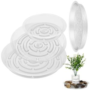 JOY 5pcs Transparent Plastic Flower Pot Tray 6/8/10/12 Inch Round Planter Mat Plant Bottom Dish Sturdy Plant Base Potted Plant