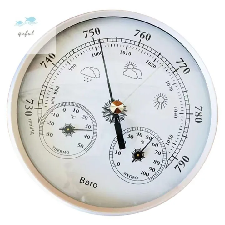 QUFUL 3 in 1 Barometer Thermometer Hygrometer Large Display Wall ...