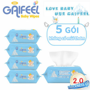 Khăn ướt GAIFEEL khăn giấy ướt Bộ 5 gói khăn ướt không mùi không cồn không parabens cao cấp dành cho em bé