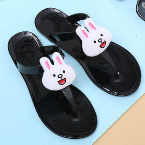 MANXIXI Dép Xỏ Ngón Thời Trang Cho Nữ Dép Đế Bằng Thạch Dễ Thương Hình Thỏ Hoạt Hình Đẹp Phong Cách Bohemian (Cỡ 36-41)