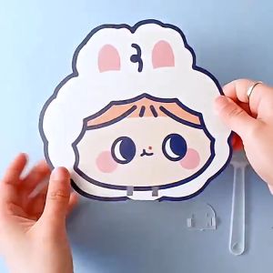 🐻 Kipas Tangan Comel Cute Cartoon Hand Fan Animal Design Plastic Portable Cooling Fan Gift Untuk Kids Child Student
