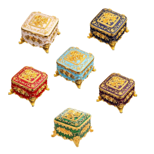 Decorative Vintage Metal Storage Box Enamel Craftsmanship Antique Finish Organizers for Collections