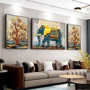 รูปติดผนัง กรอบรูปแต่งบ้าน รูปกรอบหนา รูปกวางทอง(ชุด3ชิ้น พร้อมกรอบ