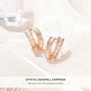 SINLISH Crystal Seashell Earrings Elegant Fashion Jewelry for Women