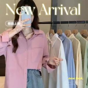 CYCX Spring Fashion Pure Color Womens Shirt Design Sensation French Vintage Layered Outerwear High-End Sensation Inner Wear Chiffon Top
