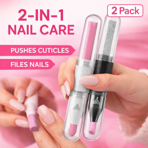 Victory Nail Two Way Ceramic Nail File and Nail Pusher Duo Set