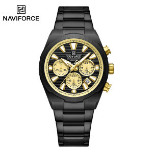 NAVIFORCE Original Mens Watch Business Chronograph Stainless Steel Strap Classic Watch 30m Waterproof Date Luminous Hands Sporty Quartz Mens Watches NF8081