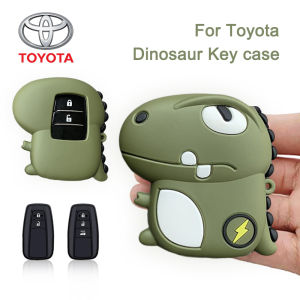 Cute Dinosaur Car Key Case Cover For Toyota Rav4 Auris Avensis Prius Aygo Camry Corolla Land Cruiser 200 Prado Crown